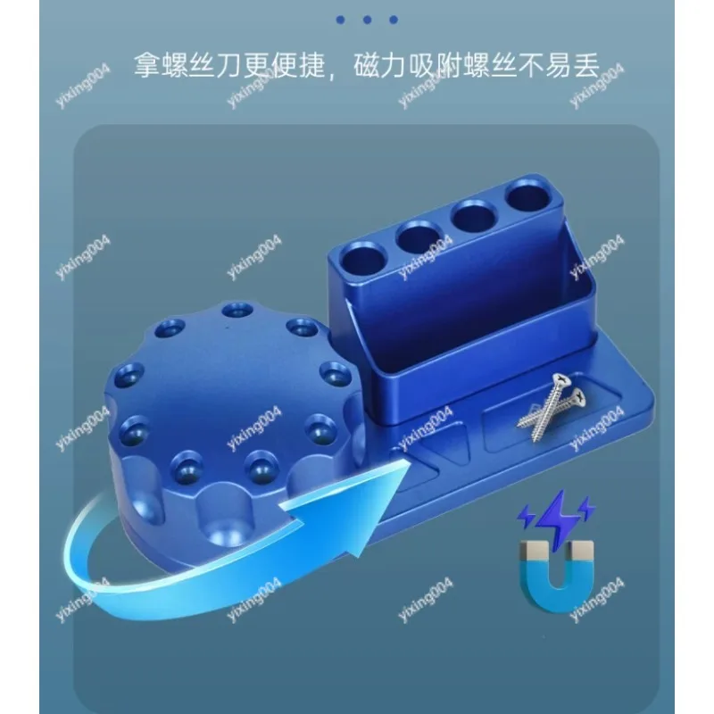 Phone Repair Tool Storage Box, Rotatable Screw Holder Magnetic Parts Container with Slots