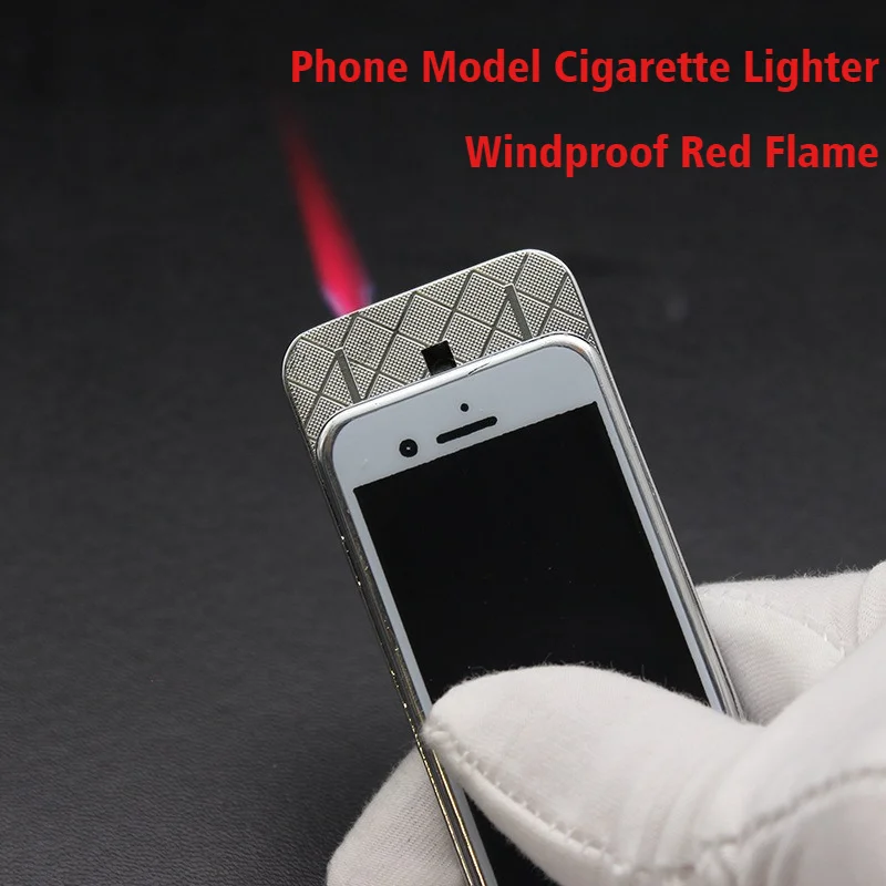 New Phone Windproof Open Flame Sliding Cover Switch Ignition Inflatable Lighter Red Fire Cigarette Lighters & Smoking Accessorie