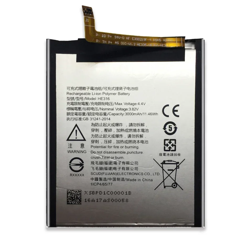 3000mAh HE316 Mobile Phone Batteries For Nokia 6 Nokia6 N6 TA-1000 TA-1003 TA-1021 TA-1025 TA-1033 TA-1039 Portable Battery