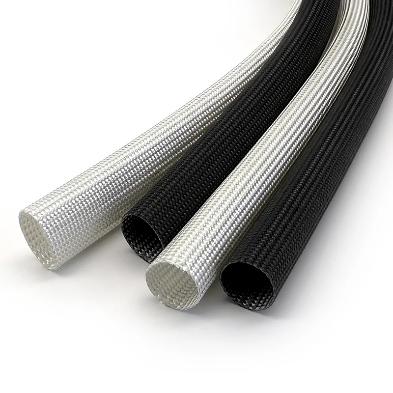 

2 м/5 м плетеная втулка из стекловолокна ID1-35 мм 600 градусов C высокотемпературная химически стойкая белая/черная трубка из стекловолокна для промышленного применения