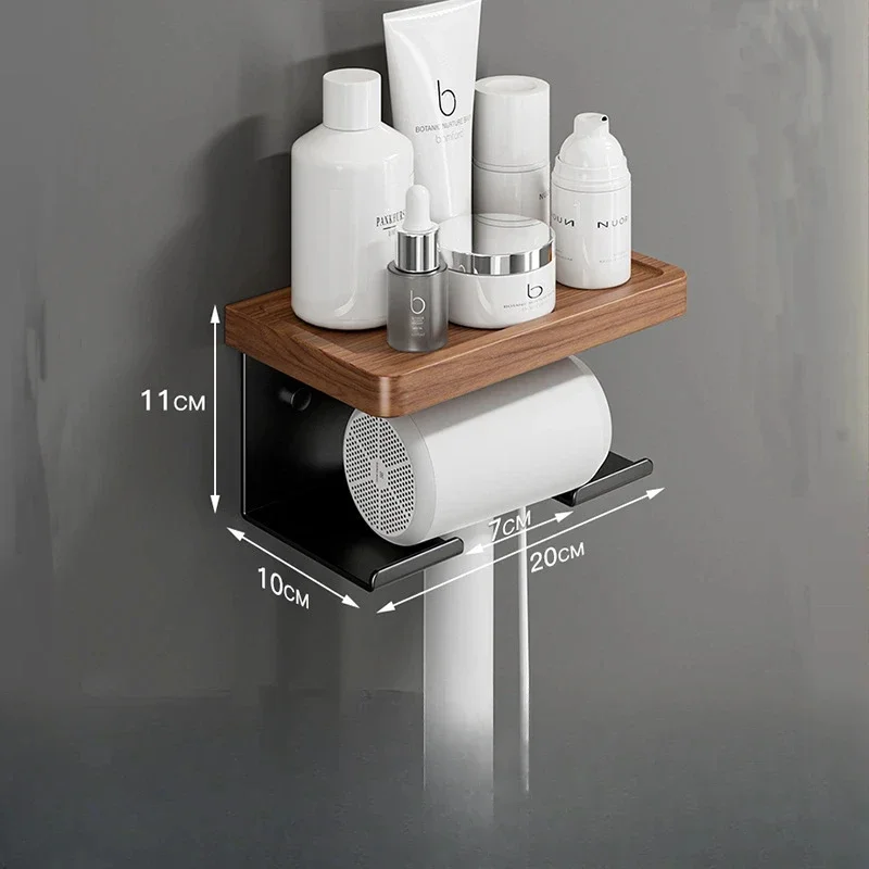 Wall-mounted Hair Dryer Holder, Hanging Shelves, Bathroom Shelves, Blower Storage, Wall Shelf