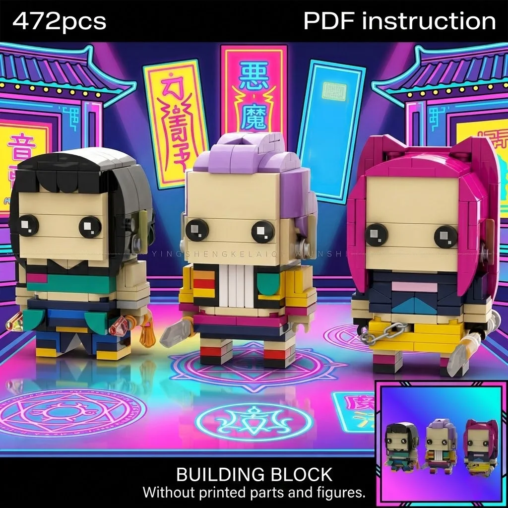 

Cyberpunk Battle Heroine Trio Ninja & Warrior Maiden Collectible Stylized Figure MOC Block Model