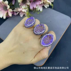 New purple glazed nine-tailed fox vintage popular ring 18K real gold color retention high quality supply wholesale