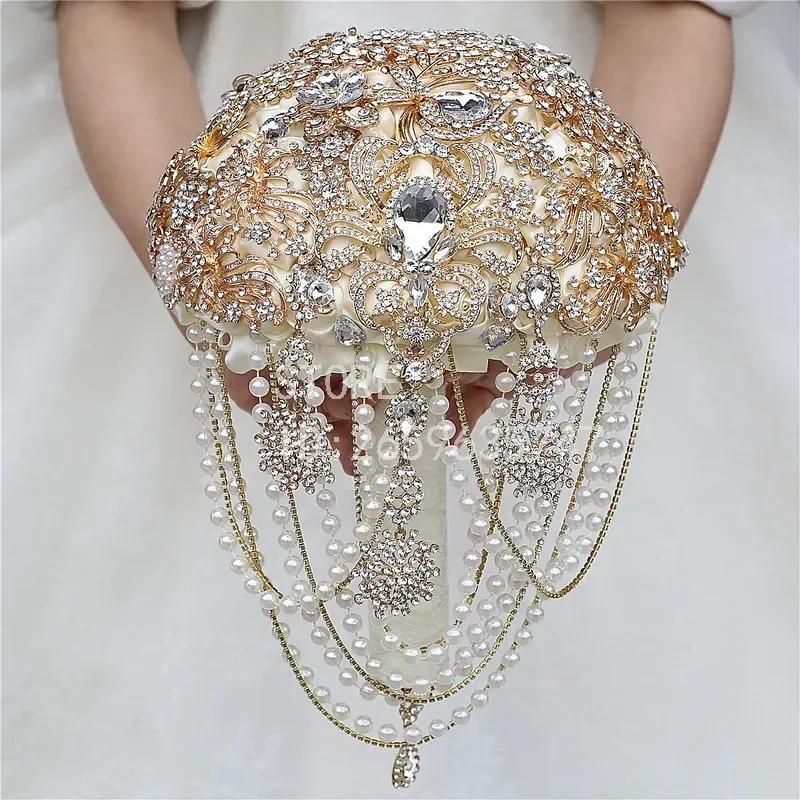 for Spot 21cm Heavy Industry Full Diamond Bead Chain Pendant Wedding Bride Bouquet W2023G