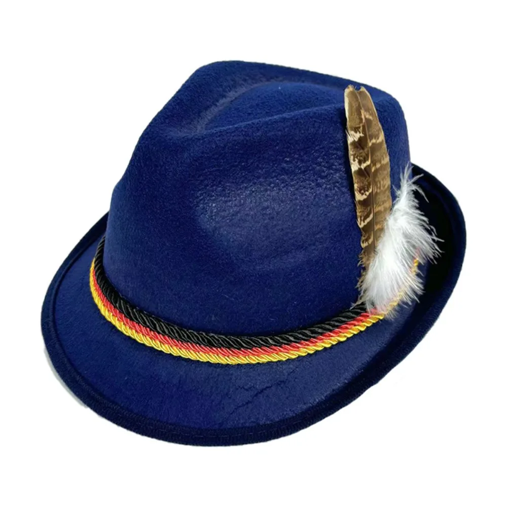 Outdoor Events Dress Up Oktoberfest Hat Fedora Hat Bavarian Feather Decors Hat Jazz Panama Costume Cosplay Cap Party Photo Props