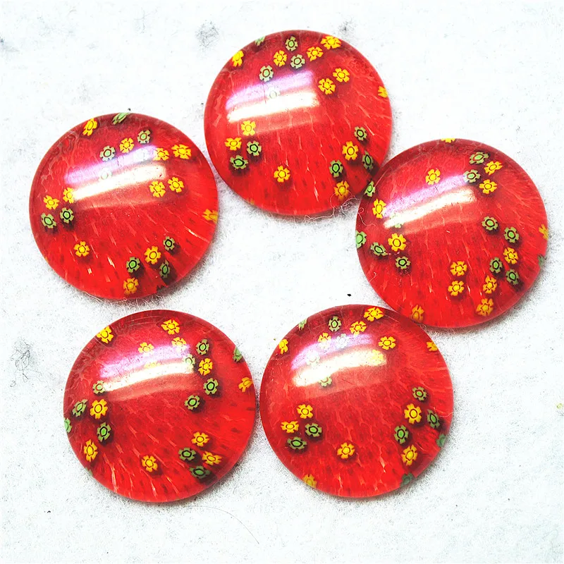 5PCS New Millefiori Glass Cabochons 25MM Heart Shape DIY Crystal Items Loose Beads Cabs TOP SELLS