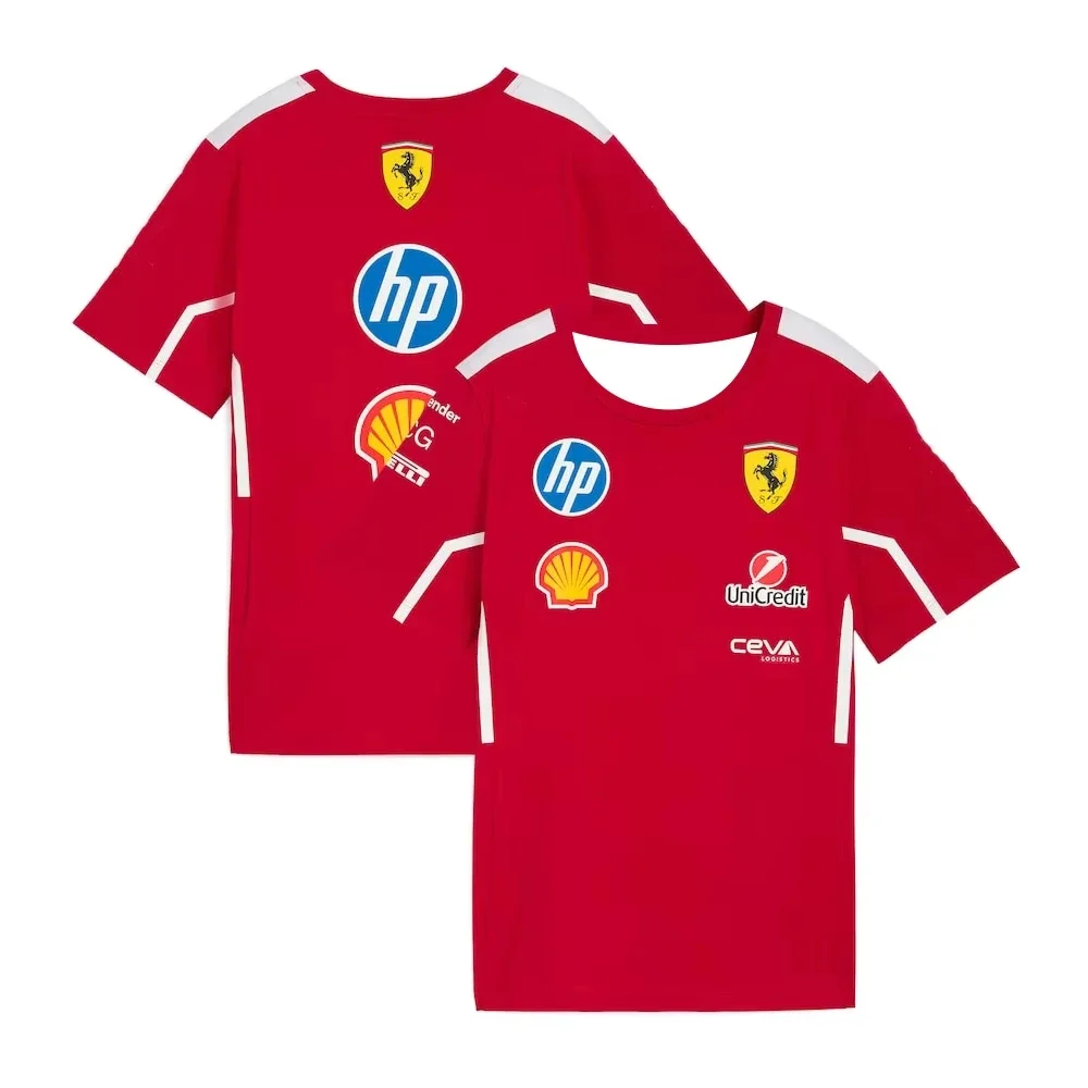 Camiseta de manga corta del equipo Ferrari 2025, camiseta roja para hombre, recién llegada, camiseta F1, uniforme de entrenamiento de carreras, camisetas transpirables