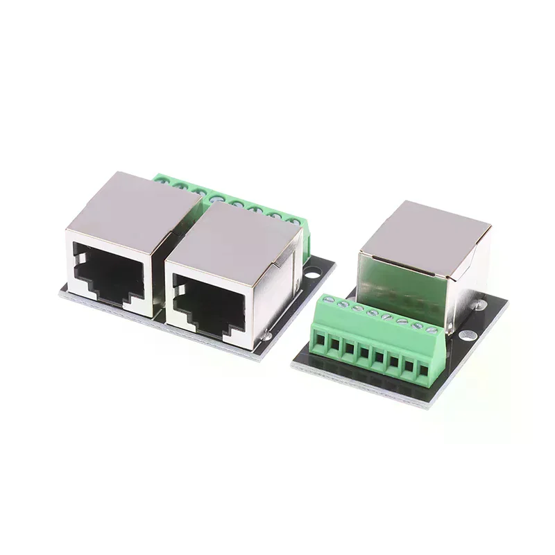 1pc RJ45 Single/Double Female Adapter Board RJ45 Network Adapter Turns the 3.5 Pitch Terminal to the 8P Network Adapter