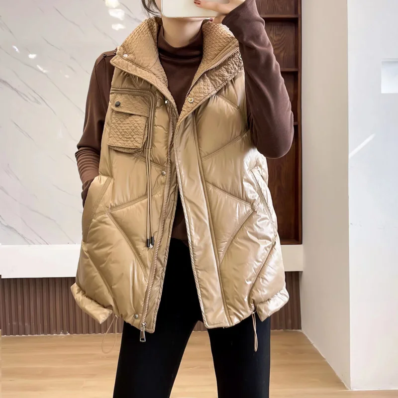 Loose Casual Vest for Women, Fashionable Short Horse Jacket, Monochrome Vest, Autumn and Winter, New Tide