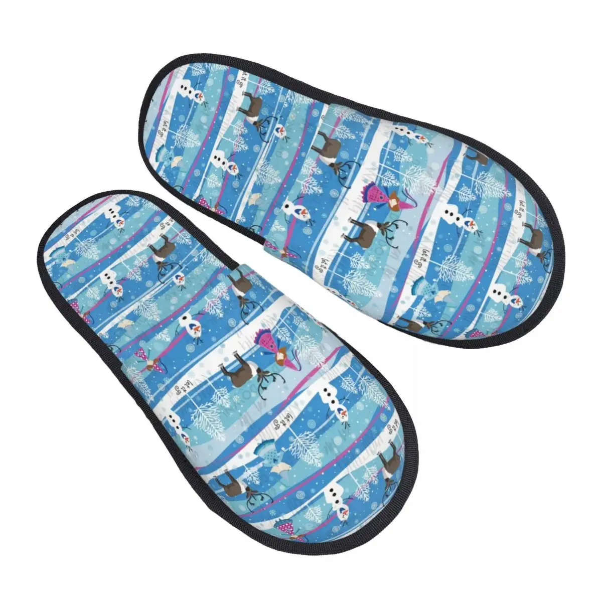 Zapatillas de casa de Frozen Olaf con estampado personalizado para mujer, pantuflas mullidas de espuma viscoelástica suaves y cálidas de Elsa y Anna, zapatos para interiores y exteriores