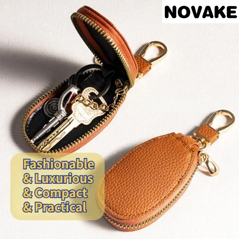 NOVAKE Leather Key Bag Case Keychain Unisex Car Key Storage Bag Creative Fashion Simple Pendant Key Chain Holder