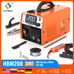 HITBOX 3 in1 HBM200 MIG Semi-automatic Welding Machine without Gas Inverter MMA Arc MIG TIG Welder Synergy сварочный полуавтомат