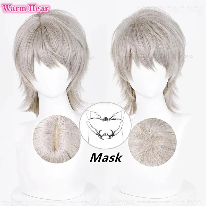 

Новый! Game Xavier Синтетические волосы Короткие 38 см Теплые серые парики Термостойкие волосы Хэллоуин Косплей Аниме Парики + Бесплатная шапочка для парика