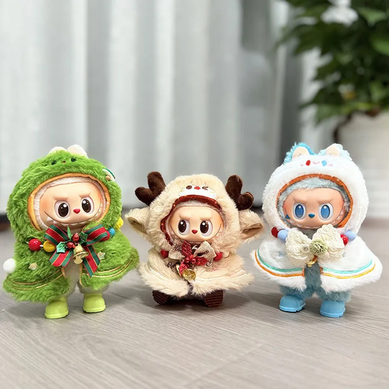 Süße Perlen-Weihnachten für 17 cm große Labubu-Kleidung, Prinzessinnenkleid, Umhang, mehr Accessoires, DIY-Kindergeschenk