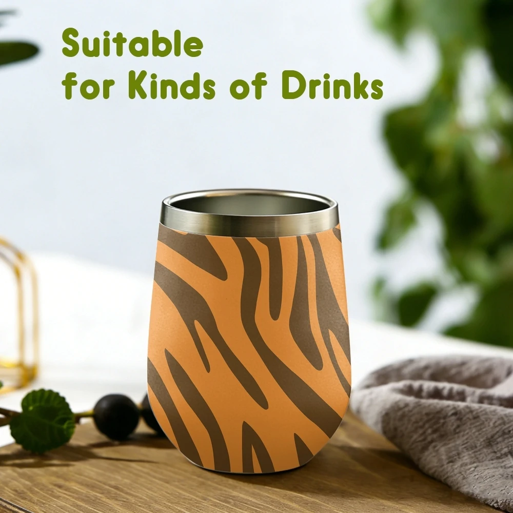 Striped Tiger Pattern Vacuum Flasks 12oz Insulated with Lid Double Wall Vacuum Stainless Steel Cup Hot & Cold Drink Mug Gift