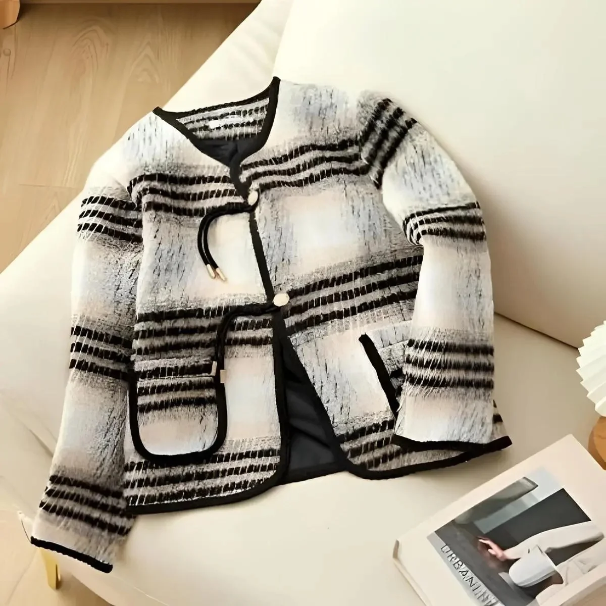 

Женская верхняя одежда в клетку Thiened: модный ретро-стиль, цветной блок, маленький французский шик, осенне-зимняя новинка, женский топ