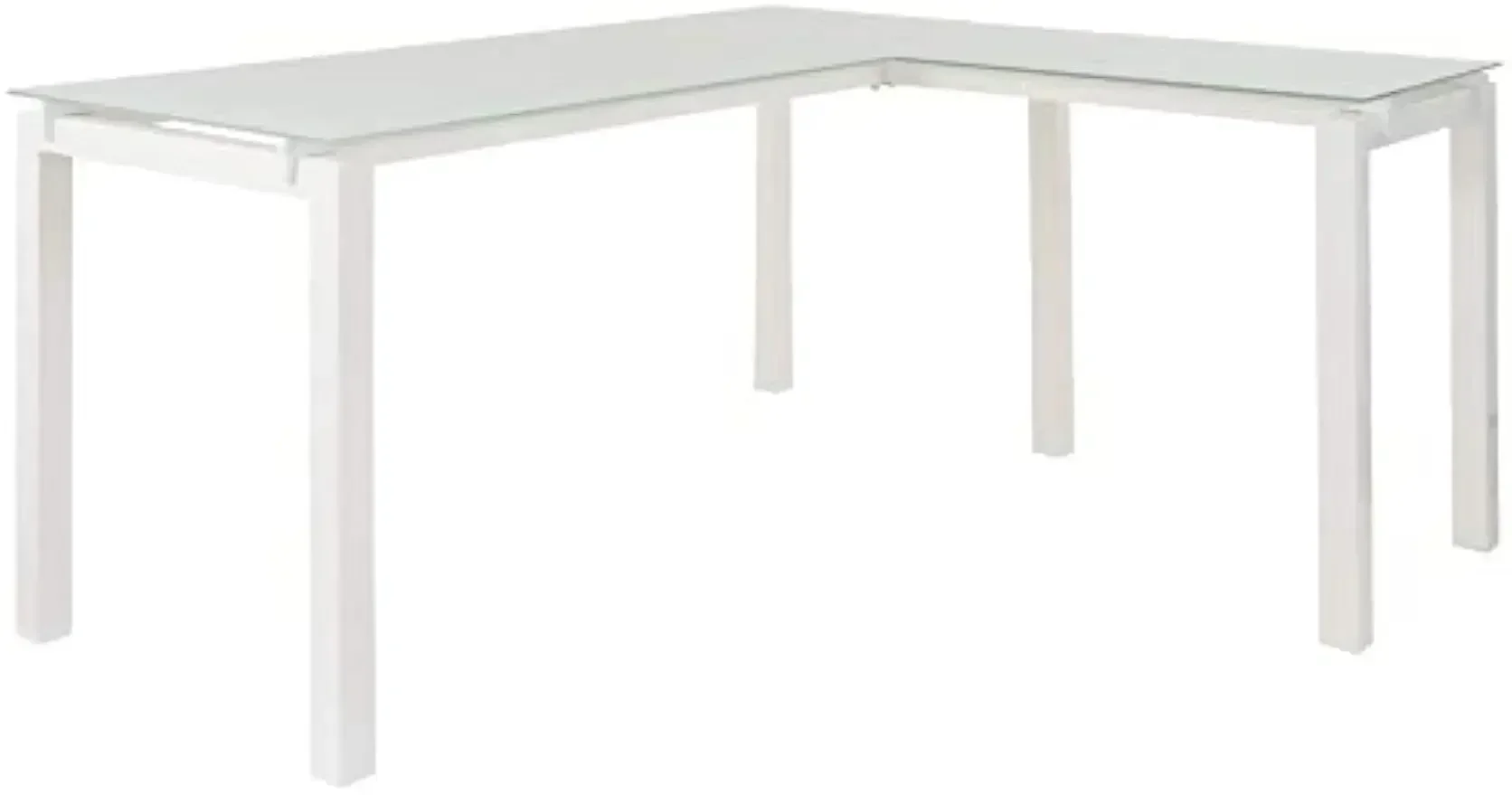 Signature Design by Ashley Baraga Contemporary Glass L-Shaped Home Office Desk, White