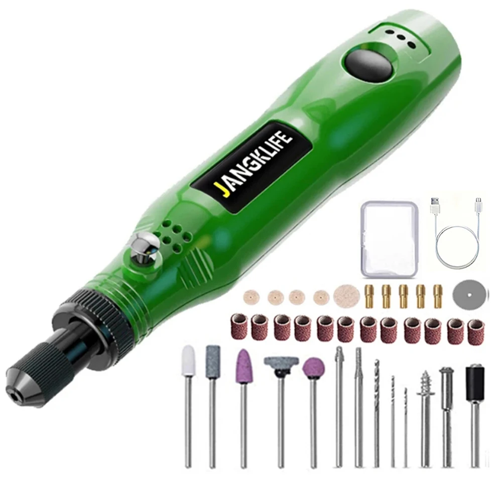 JANGKLIFE USB Cordless Rotary Tool Kit Holzbearbeitung Gravur Stift DIY Für Schmuck Metall Glas Mini Drahtlose Bohrer