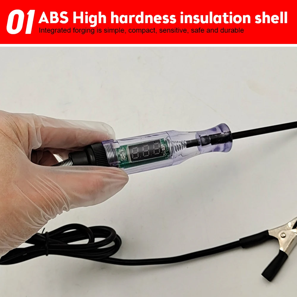 3V-48V Car Truck Voltage Circuit Tester Digital Display Long Probe Pen Light Bulb Automobile Diagnostic Tools Auto Repair