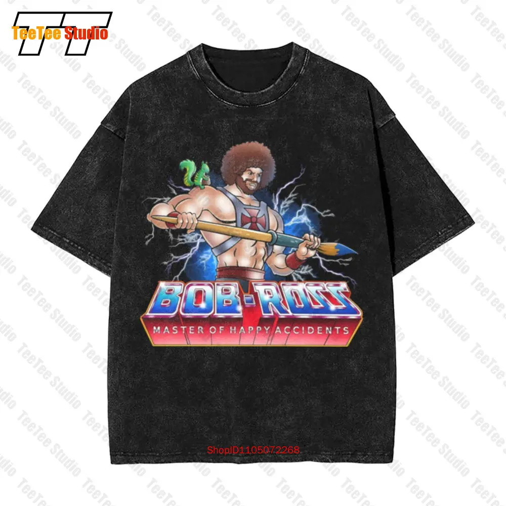 تي شيرت سيد الحوادث السعيدة بوب هو مان ماسترز الكون مضحك أسود عتيق كبير الحجم JZOI #1