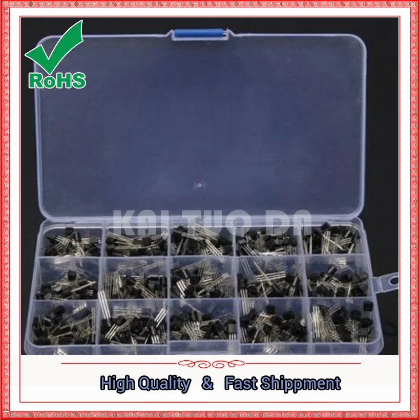 

Free Shipping 15 Value 600pcs Transistor TO-92 NPN PNP Kit Set