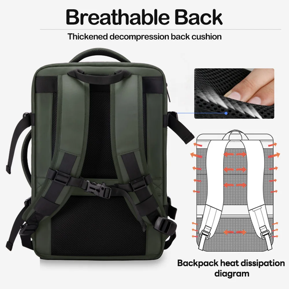 Heroic Knight Multifunction Men Backpack Expandable Business Laptop Backpack Carry-on Waterproof School Weekend Travel Backpack