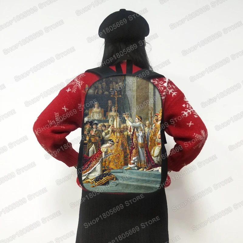 Emperor Napoleon Bonaparte Portrait Backpack Napoleon Sea Rucksack L Shoulder Bag for Travel Teenage Daypack School Bags Bookbag