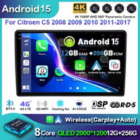 Android 15 Car Radio For Citroen C5 2009 - 2015 Multimedia Automotive Carplay Auto Bluetooth Car Stereo Subwoofer Video Car