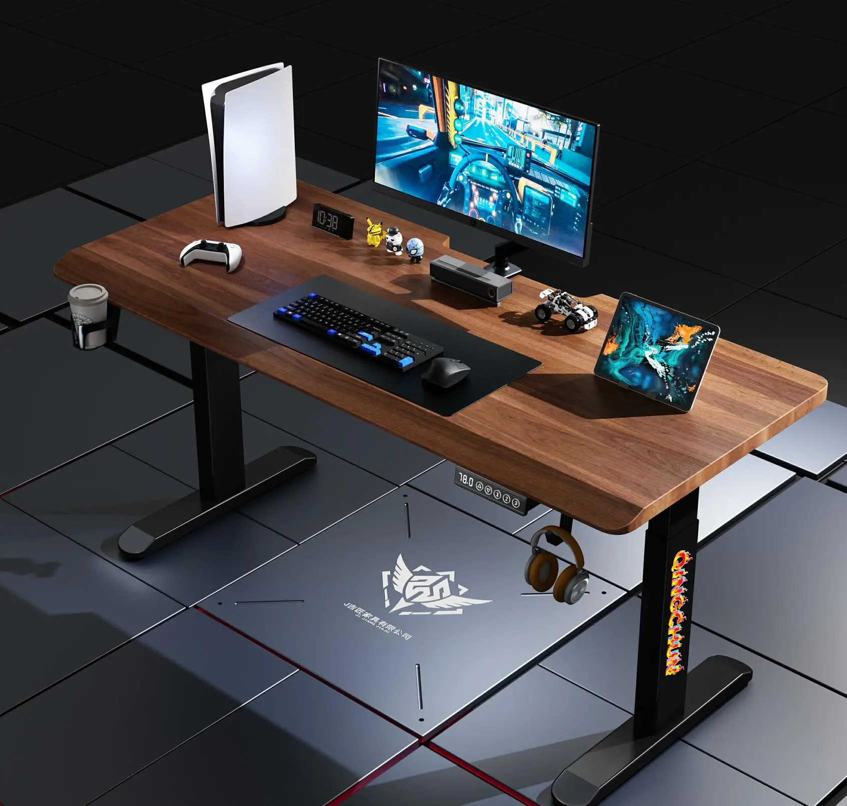 ！@Ergonomic Electric Lift Standing Desk with 25mm Blister Eco - Friendly Board Single Motor Steel Frame for Home Office