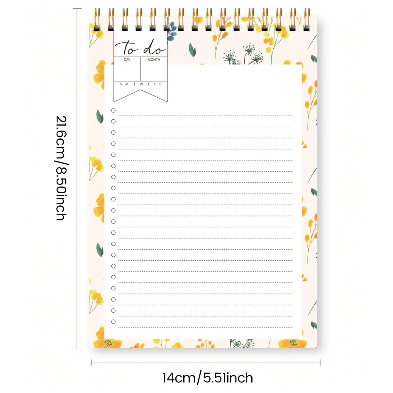 A5 Floral To-Do List Notepad with Schedule, Grocery Lists, Goal Tracking, Lightweight and Portable, Minimalist Tear-Off Design