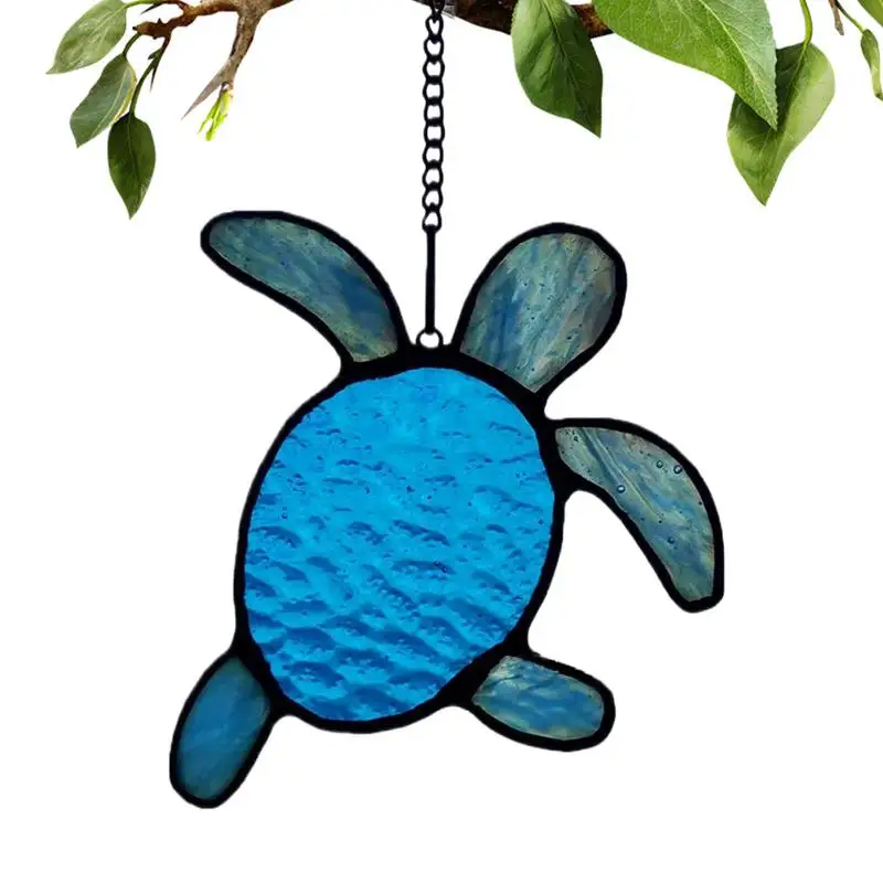 Turtle Stained Acrylic Sun Catcher Dangling Light Catcher Acrylic Wall Art Decoration Beach Collection for Home Studio