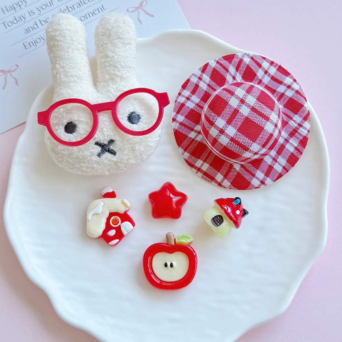 Miniso – chaussures à trous, accessoires de bijoux à faire soi-même, lapin en peluche, fleur, chat en acrylique, résine à dos plat, boucle de chaussure décorative pour pomme, 2/5 pièces