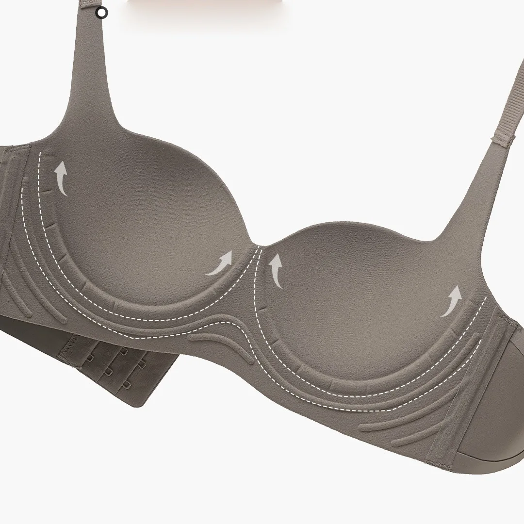 Women's seamless bobo round cup gathering underwear, sexy steel-rimless bra, simple bra push up bra