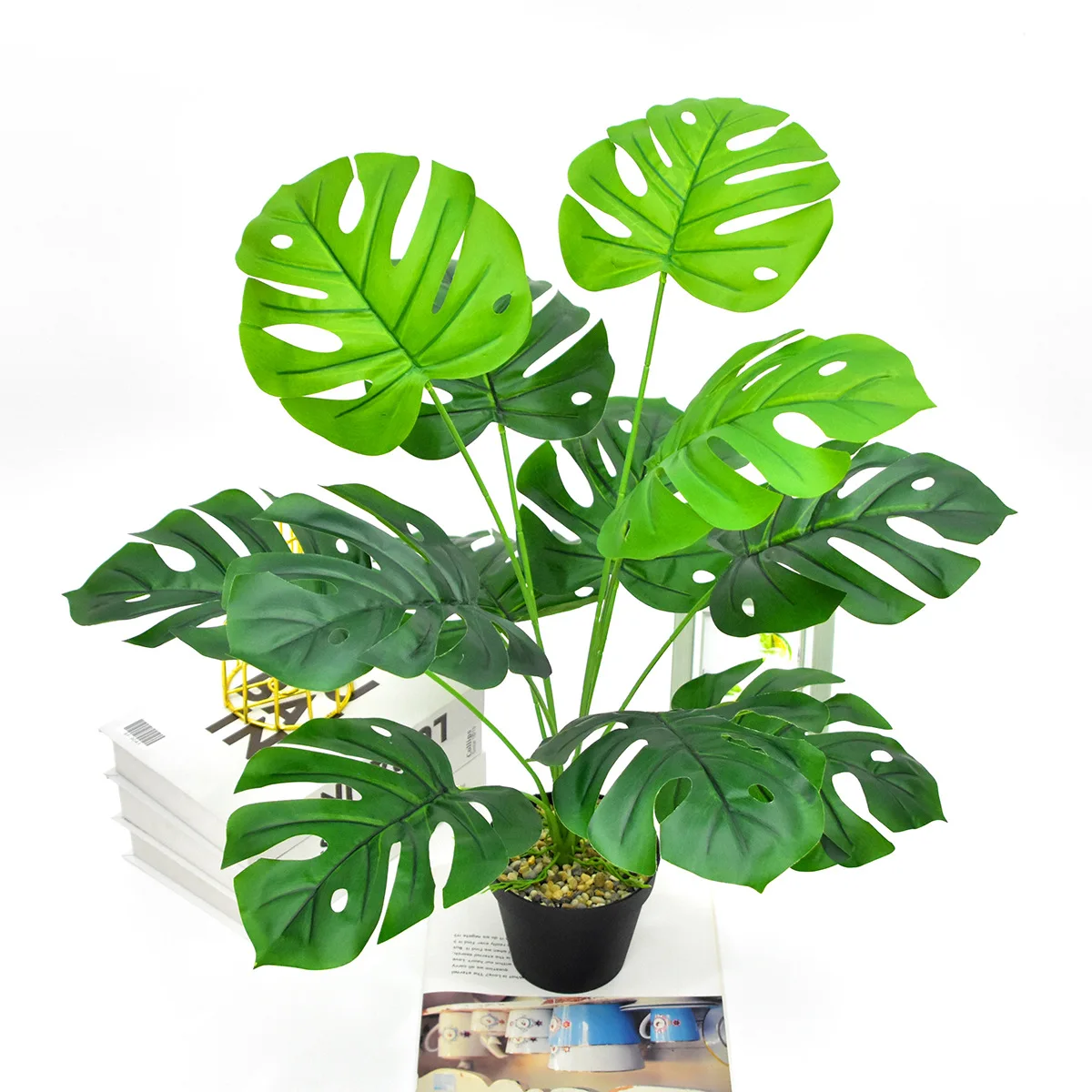 Artificial Monstera with Roots 72cm/28'' Fake Plant Leaf Bouquet Banana Plants Tropical Bushes