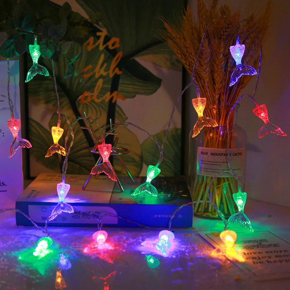 

Holiday 1.5 Meters Mermaid Tail Lamp String Aquarium DIY Decor Tree Lantern Strip 3D Battery Version Decor Lamp Outdoor