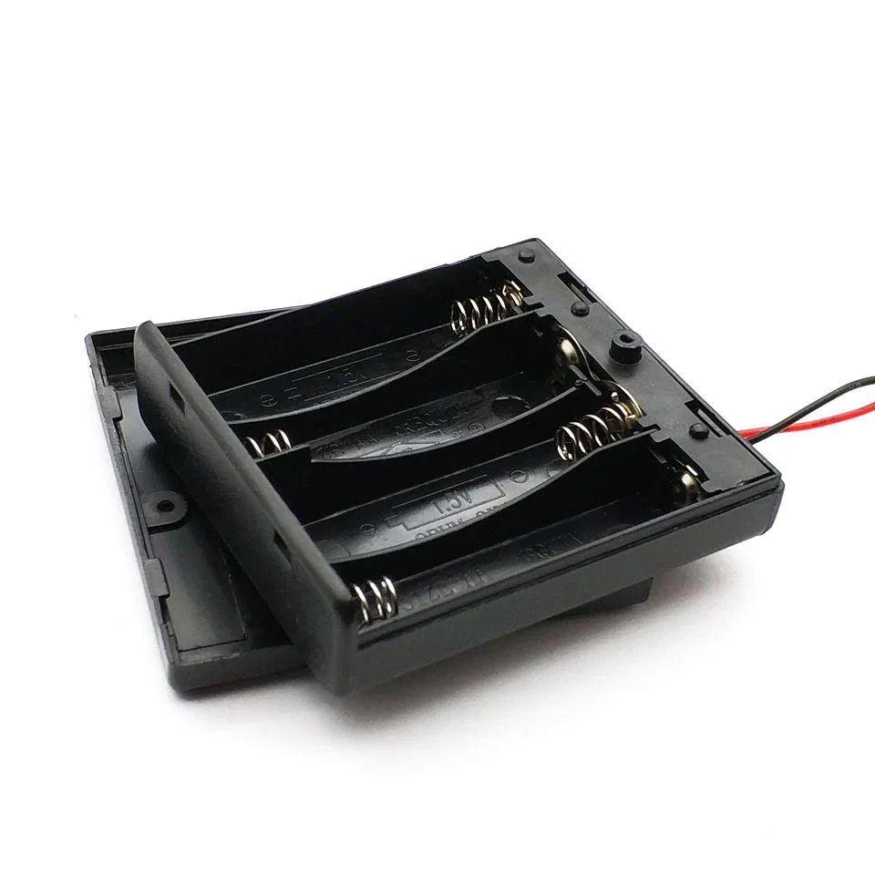 6V 4 X AA Battery Holder Case Slot Holder Plastic Storage Box With OFF/ON Switch Wires For RC Parts For Output DC 6V