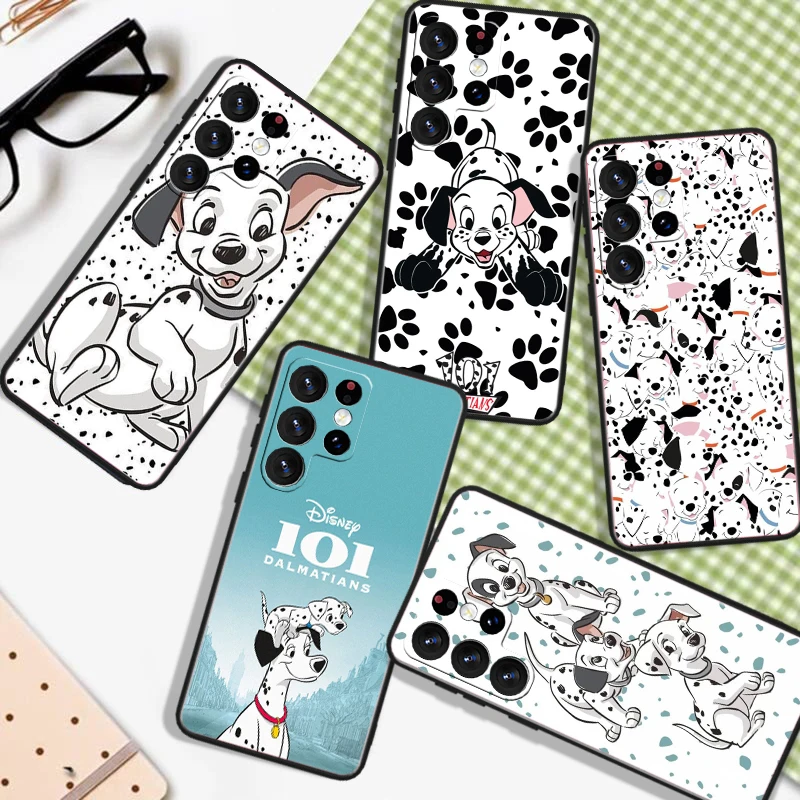 Disney 101 Dalmatians Black Silicone Phone Case For Samsung S 8 9 10 20 21 22 23 24 S10e Lite Plus Ultra FE Soft Shell Cover