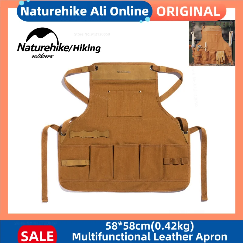 Naturehike Multifunctional Leather Apron Camping Picnic BBQ Cooking Apron Outdoor Workwear Wear-resistant Carpentry Accessories