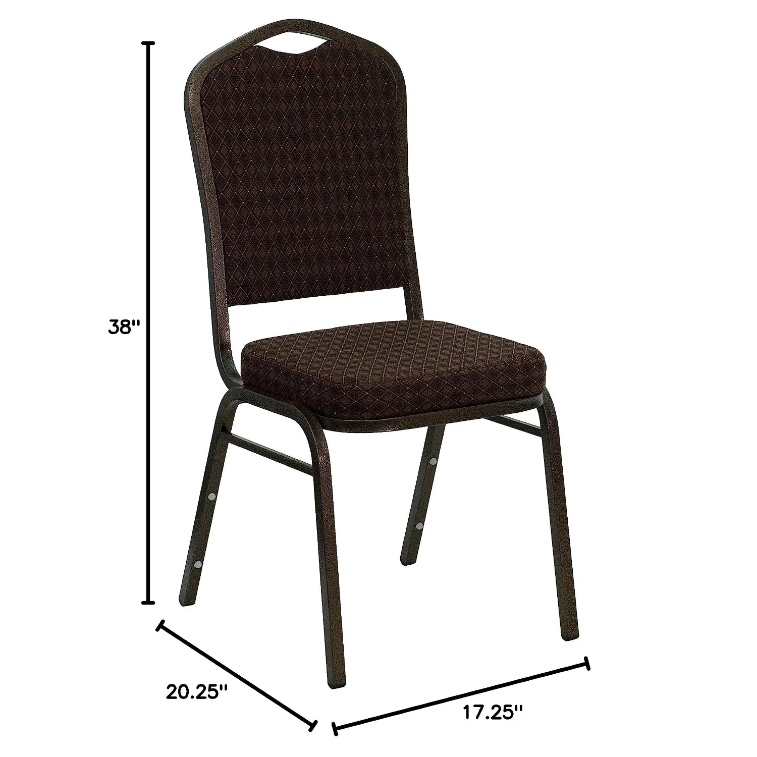 4 Pack Crown Back Stacking Banquet Chair in Brown Pattern Fabric - Gold Vein Frame