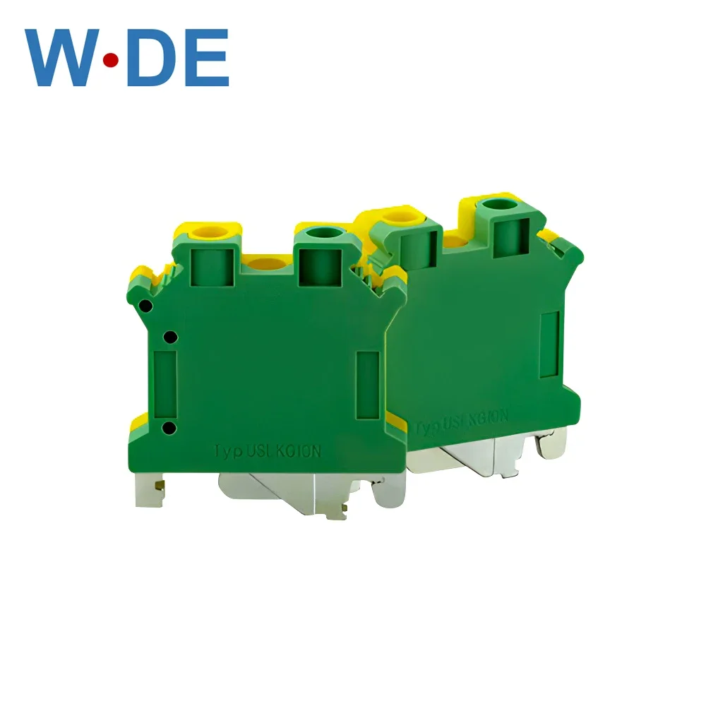 PE Din Rail Terminal Block 10Pcs USLKG-10N Screw Terminal Blocks Ground Universal Class Connector USLKG10N Wire Conductor