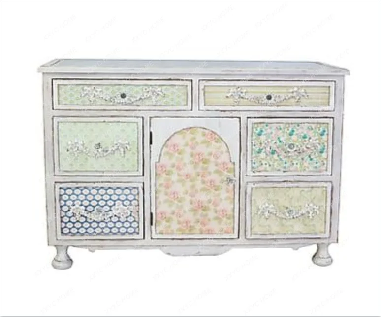 

country six chest bedroom solid wood carving flower mix and match multi-element TV multi-functional entrance