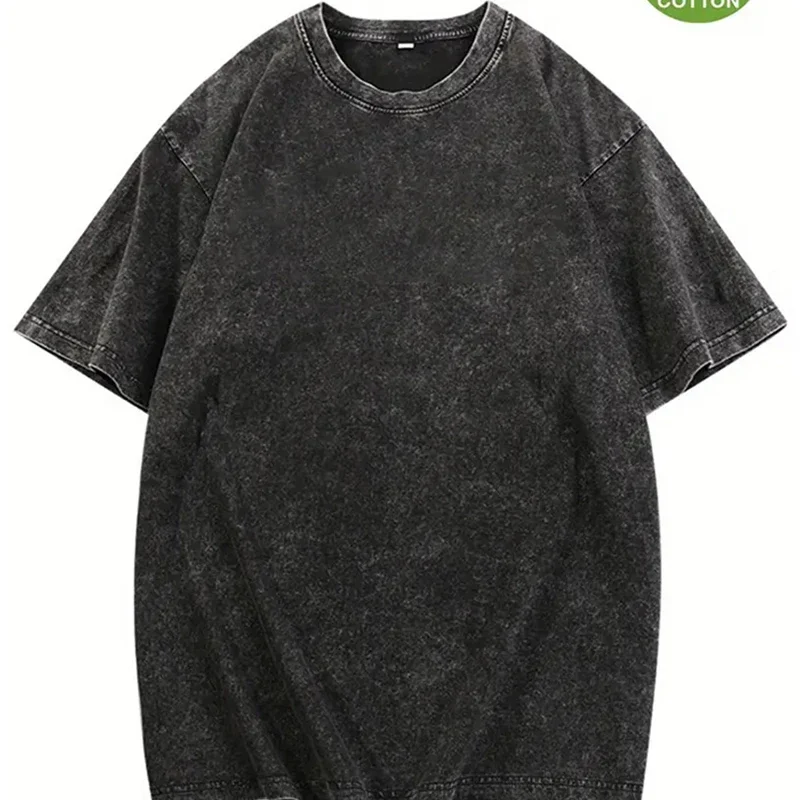 Sommer weibliche Baumwolle gewaschen All - Math O - Neck Distressed Kurzarm T - Shirts Tops
