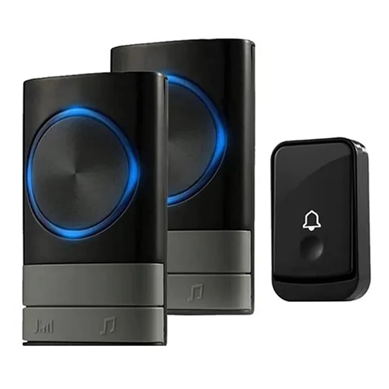 

Hot-Wireless Doorbell Waterproof Doorbell Kit 200 Meter Range With 45 Melodies, 4 Volume Level 2 Receiver For Office US Plug