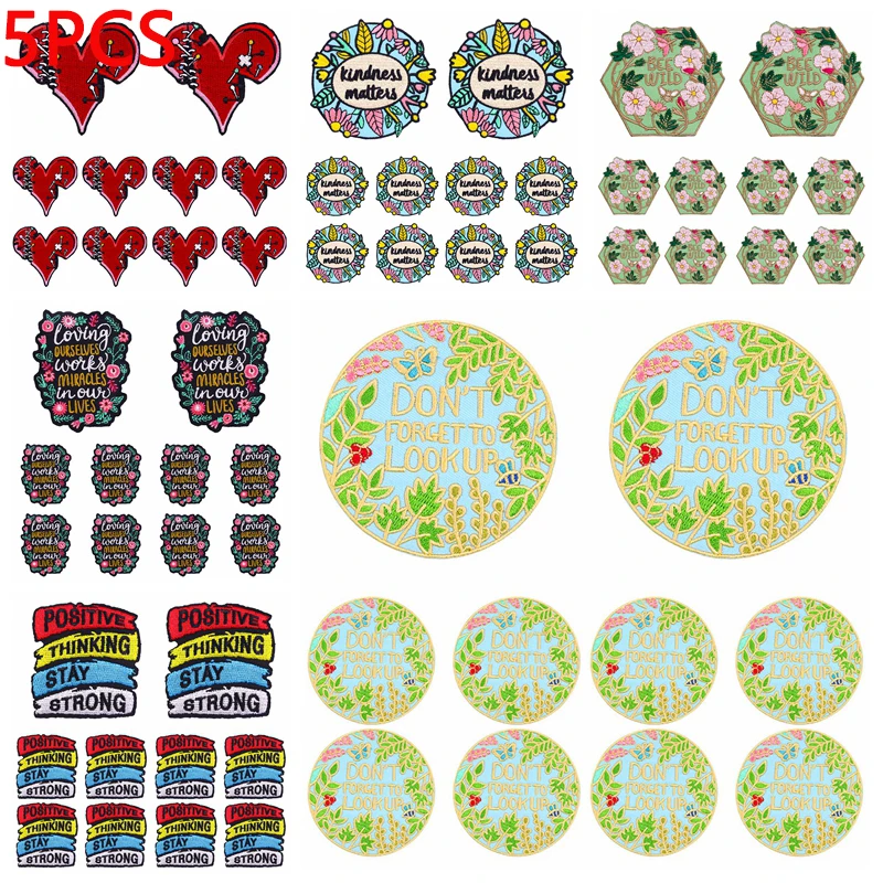 5PCS/lots Don't Touch Me Iron On Embroidered Patches For Clothing Jackets DIY Round Shape Patch On Clothes Thermoadhesive Patch