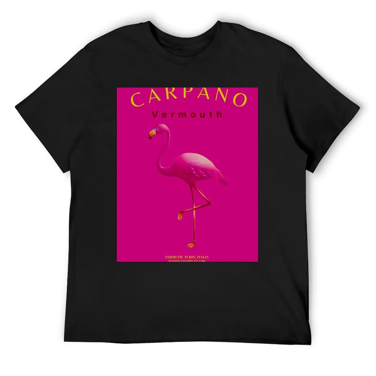 Rare pink Vintage Italian Carpano Vermouth Martini Aperitif pink flamingo motif vintage advertising poster ad T-Shirt