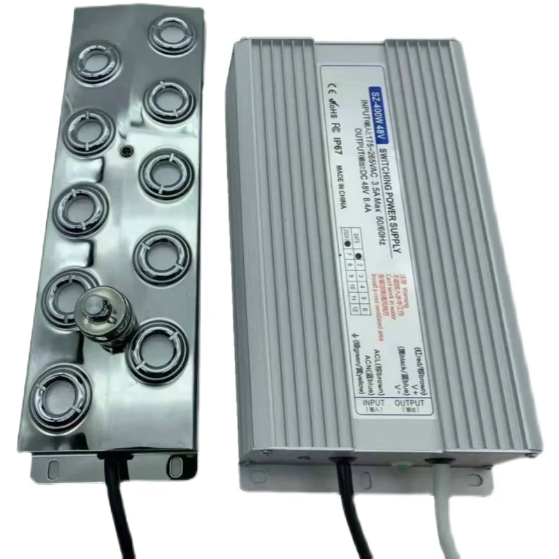 Humidificateur à ultrasons avec alimentation, 10/12 têtes, plaque d'atomisation, brumisateur de pulvérisation industriel, piscine de paysage, sécuritaires à poissons