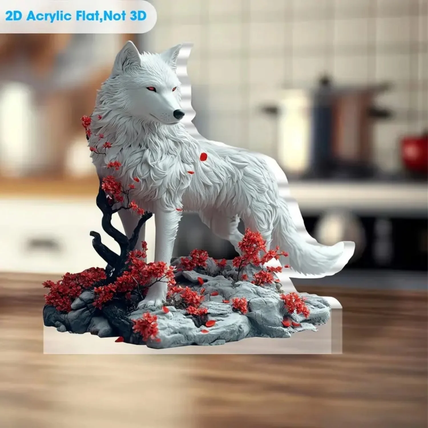 Bohemian Wolf Statue,2D Flat Acrylic Figurine,Home,Office,Cafe,studio,room,display Case,Table Ornament Desktop Decor Kit Gift