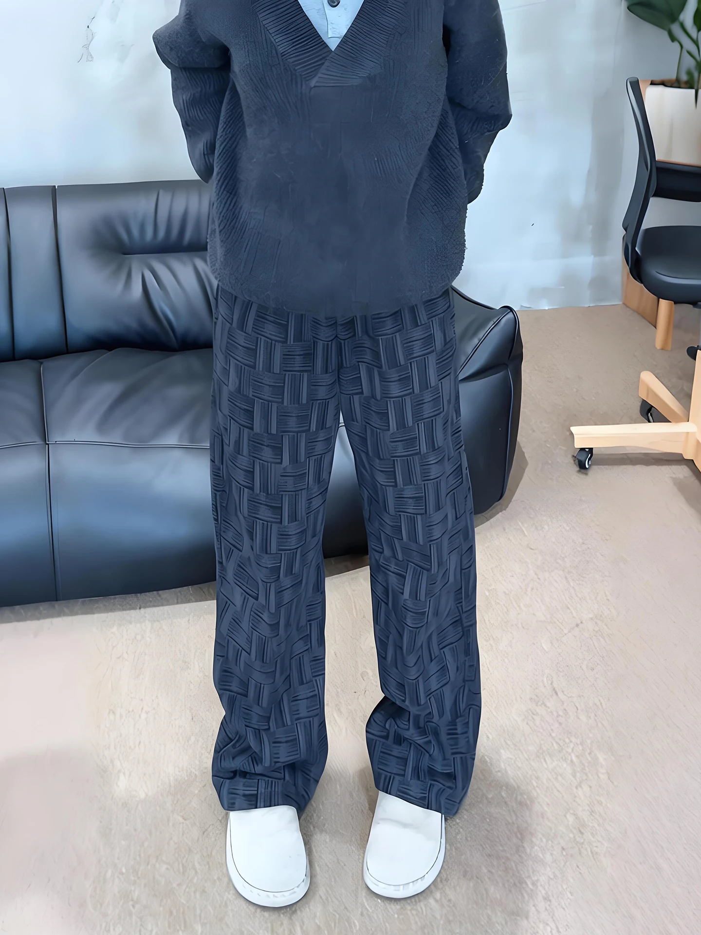 

Cleanfit American Plaid Fce Lined Casual Pants Men's Autumn Winter Lazy Sle Straight Leg Sweatpants Slimming Loose Fit