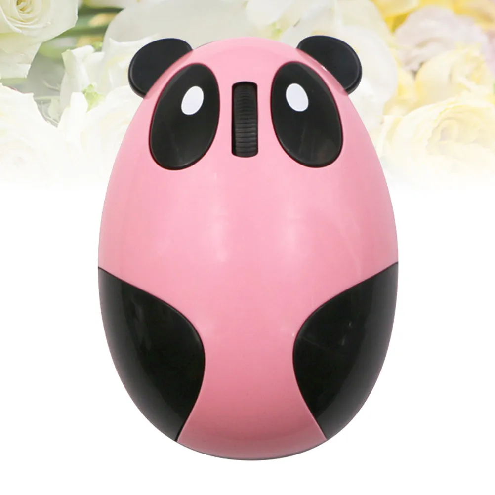 1Pcs Wireless Mouse Rechargeable Via Micro USB Quiet Office Mouse with Panda Graphic Ergonomic Design Extended Battery Life Pink