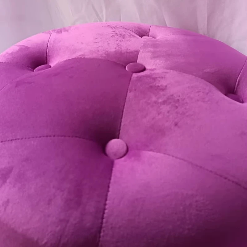 Purple Velvet Ottoman Stool - Luxurious Velvet Pouf, Modern Upholstered Footrest & Bench for Living Room, Bedroom Dressing